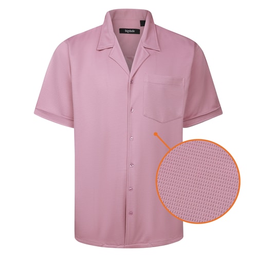 Bigdude Waffelstrick-Kurzarmhemd Mauve